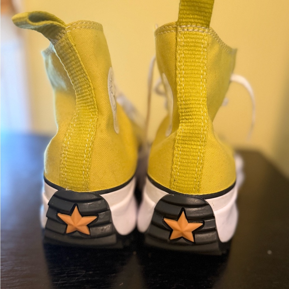Converse Yellow Run Star Hike Platform High-Top Sneakers with Star Heel Accent